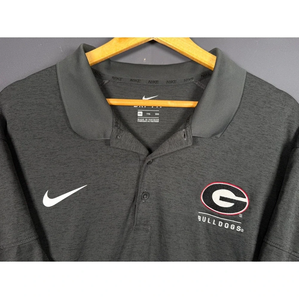 Nike Georgia Bulldogs Dri-FIT Polo Shirt Mens XXL Gray Short Sleeve Logo